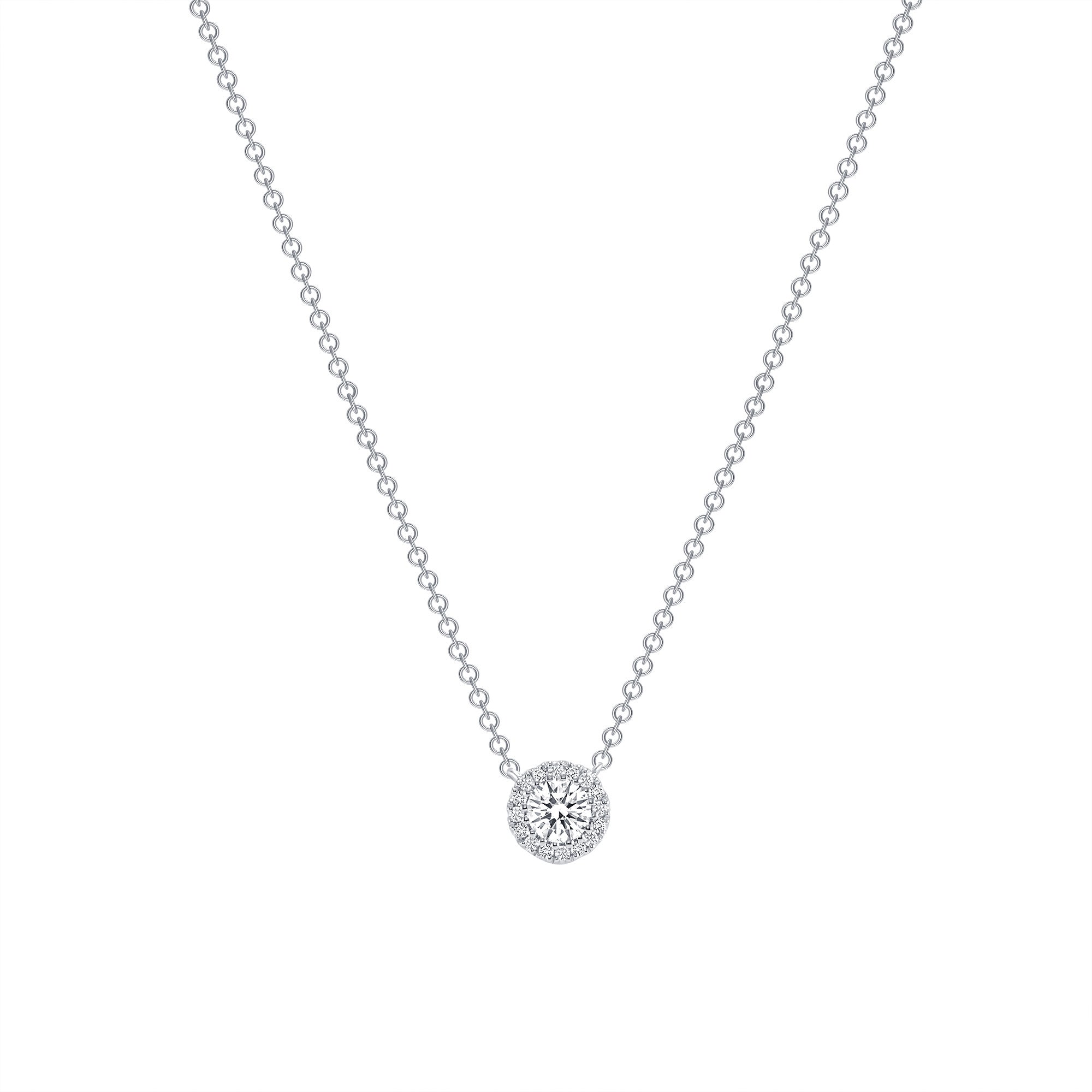 Leila Pave Round Necklace - White Gold