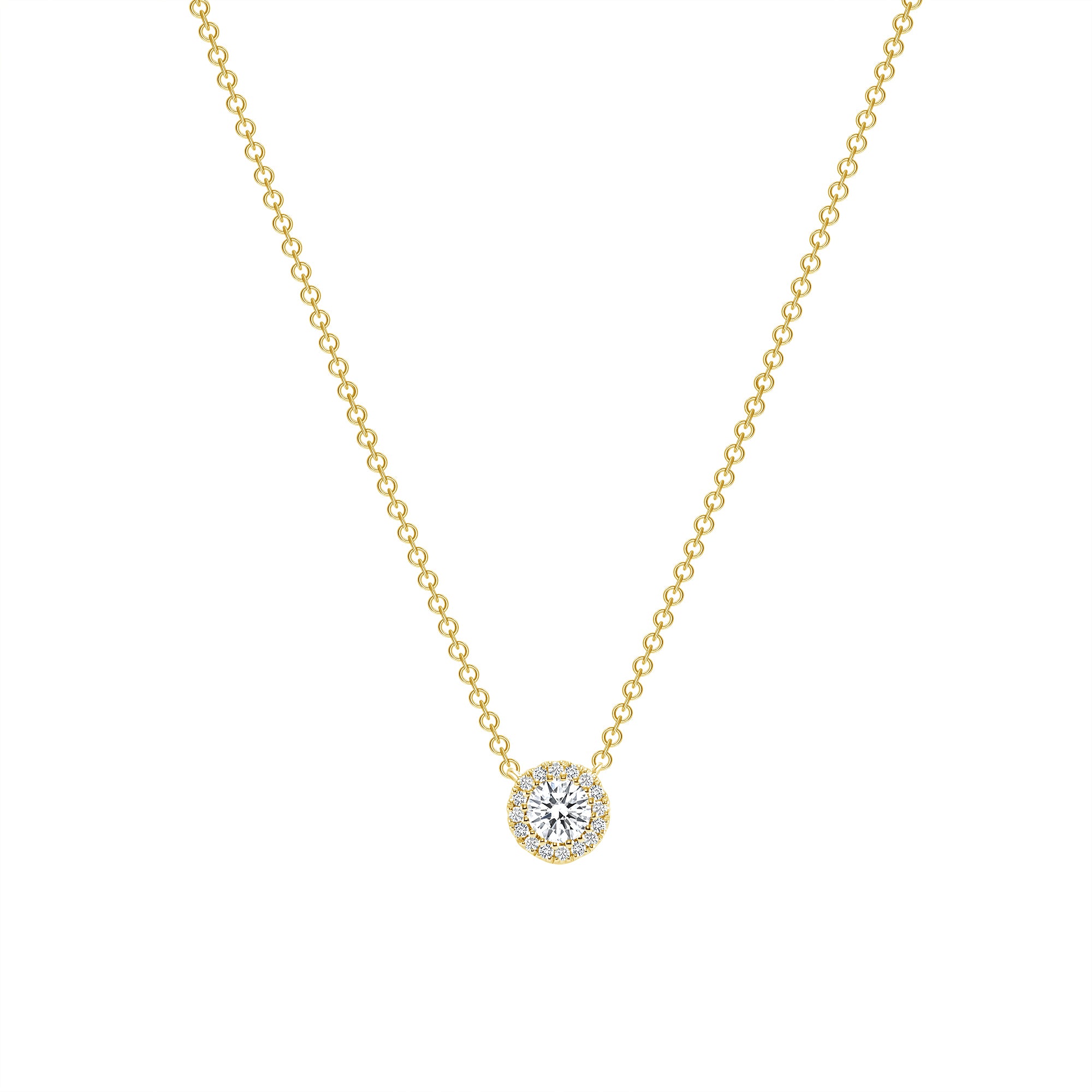 Leila Pave Round Necklace - Yellow Gold