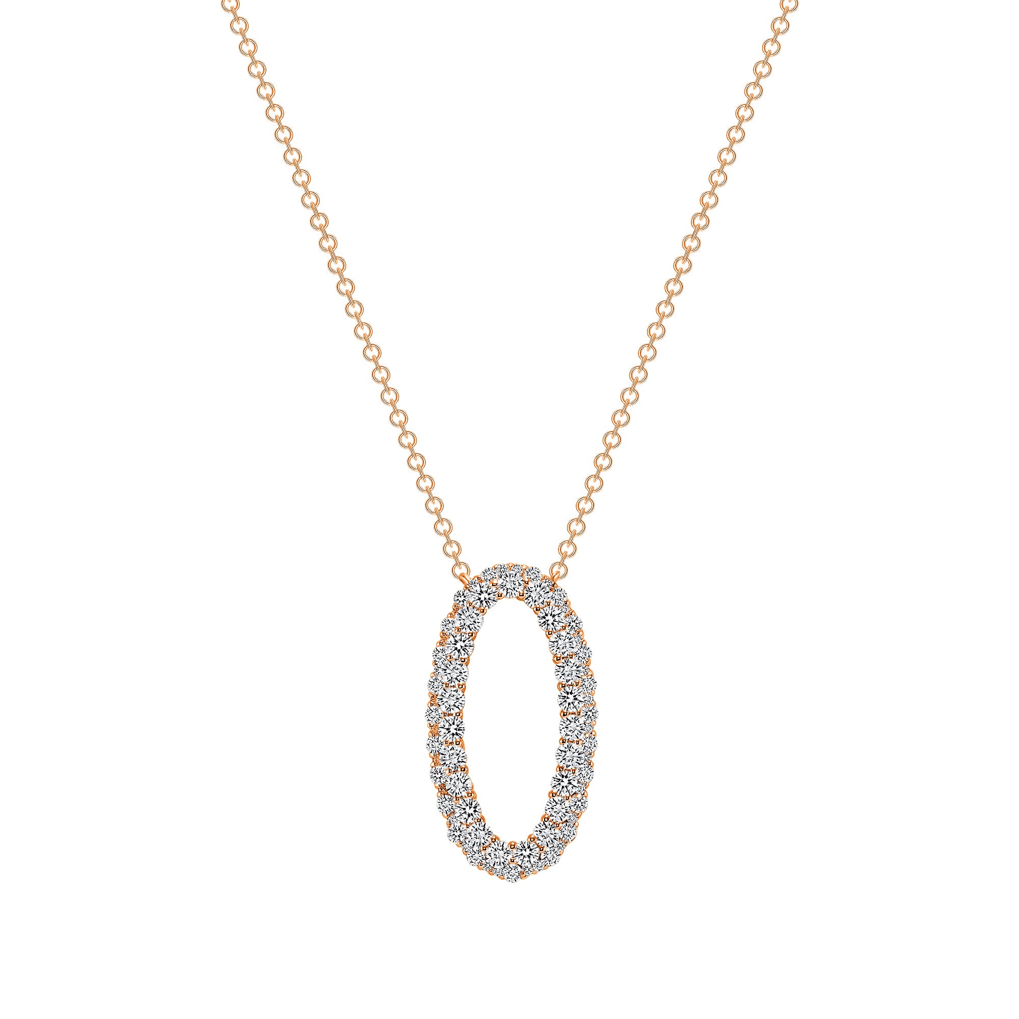 Noemi Diamond Oval Necklace - Rose Gold