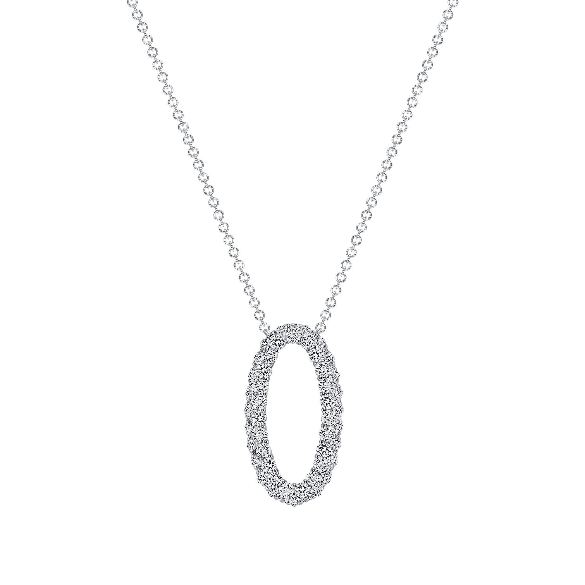Noemi Diamond Oval Necklace - White Gold